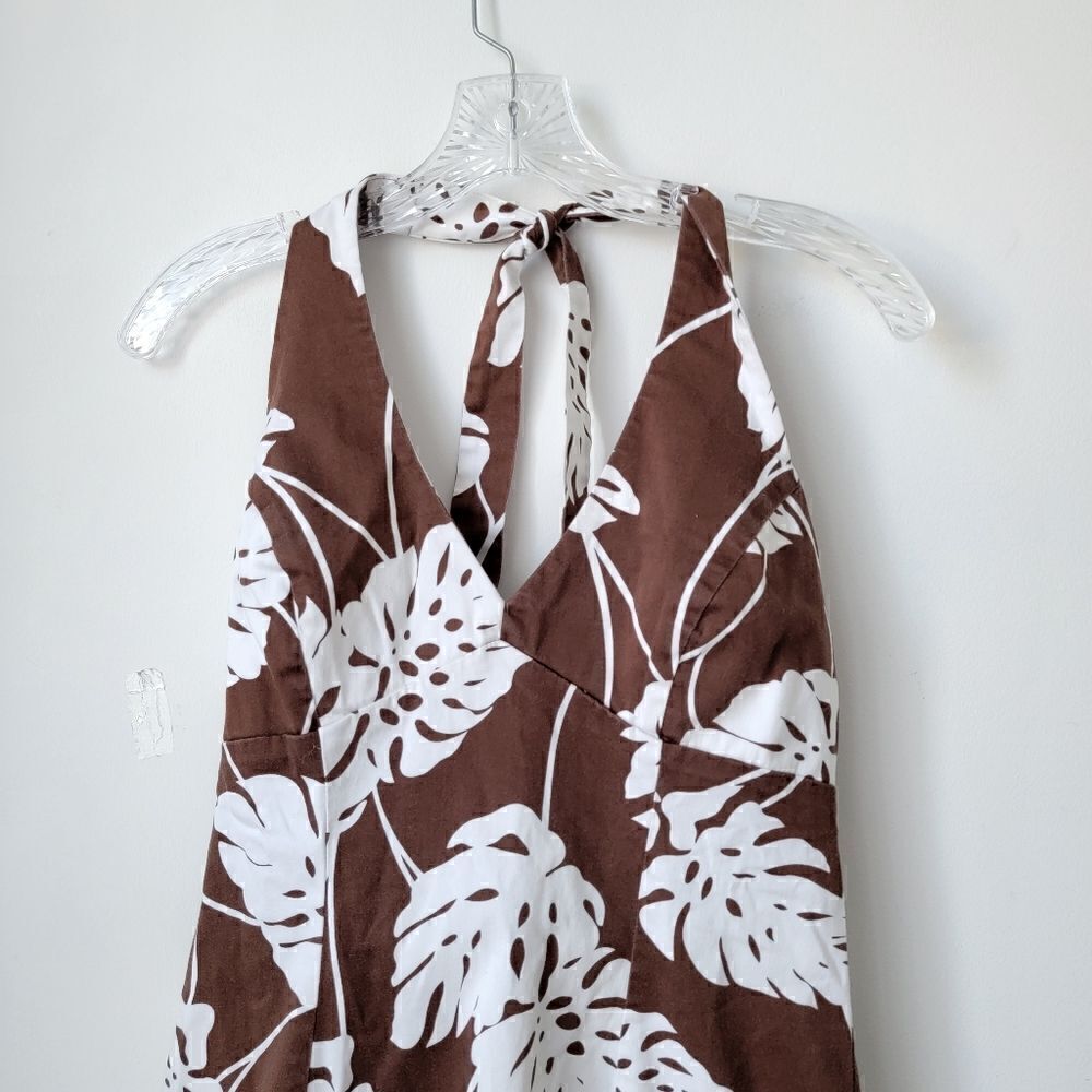 AGB Vintage Y2K Coastal Grandma Brown & White Palm Leaf Trendy Summer Festival 6 - Picture 3 of 7